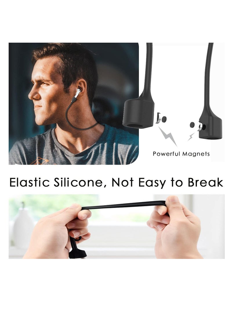 Generic Colorful Magnetic Straps For AirPods Soft Silicone Lanyard Compatible With Airpods - Black  - Image 2