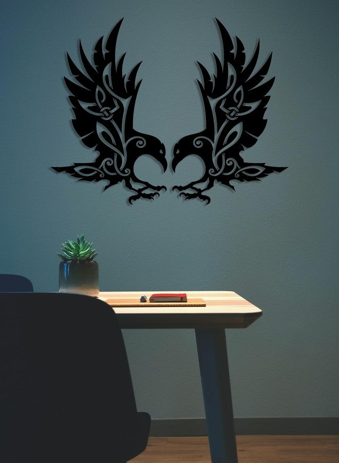 Benziso Viking Raven Wall Decor Metal Crow Wall Art Gothic Home Decorations Celtic Art for Living Room Bedroom Indoor Outdoor (Black 2 Set) - Image 5