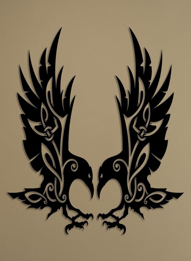Benziso Viking Raven Wall Decor Metal Crow Wall Art Gothic Home Decorations Celtic Art for Living Room Bedroom Indoor Outdoor (Black 2 Set) - Image 4