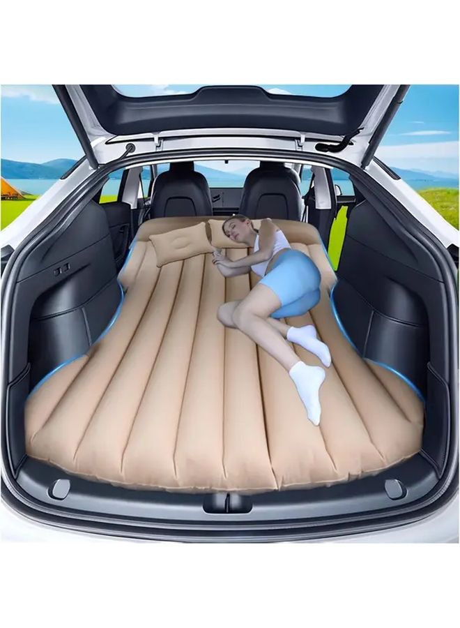 Beige SUV Car Inflatable Mattress Quick Inflation Portable Thickened Leakproof Foldable Travel Sleeping Pad - Image 1