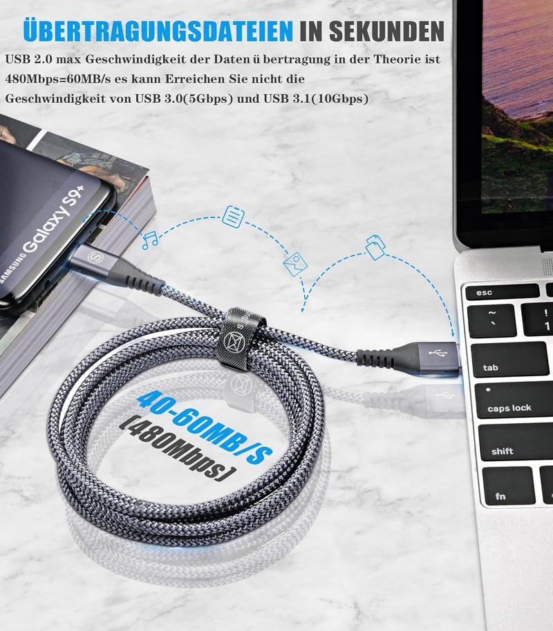 sweguard Simple multi-color universal build USB C Kabel 3.1A [2Stück 1.5m]Schnellladung,USB C Nylon Ladekabel Schnellladekabel Permanent & temporary usable - Image 4