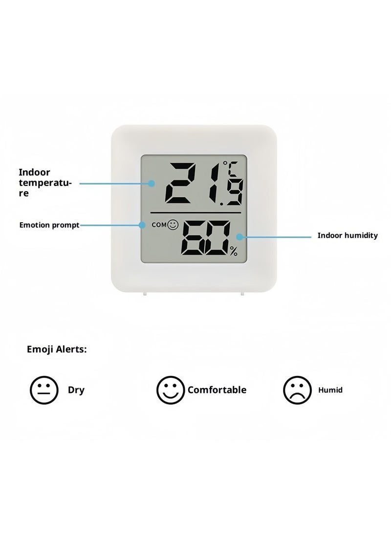 Mini Digital Thermo-Hygrometer - Portable Accurate Temperature Humidity Monitor with Emoji Alert, HD Display for Home, Office, Bedroom, Baby Room - Image 5