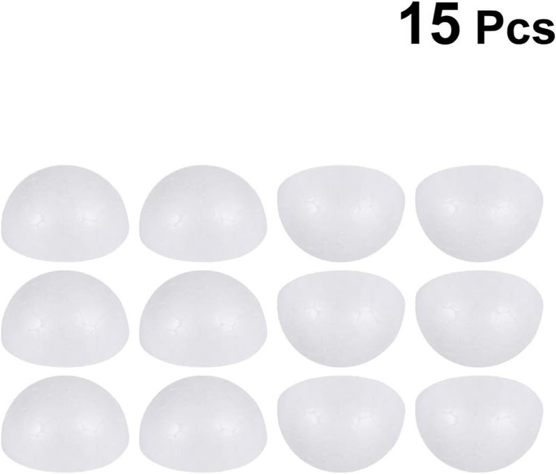 comfrt Glitter Eggs 15pcs Foam Half Ball Modelling Polystyrene Foam Ball Craft Styrofoam Ball for Flower Arranging Wedding Christmas Decoration Art Projects 9cm Paper Mache Eggs - Image 3