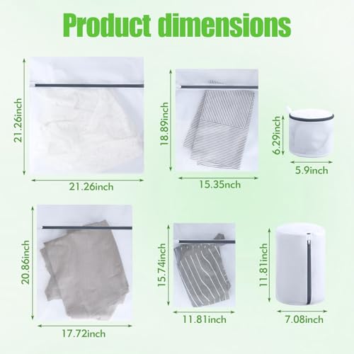 Peebioeo Mesh Laundry Bags for Delicates - 6 Pack Wash Bags for Bras, Lingerie, Socks & Baby Clothes - Fine Mesh Washing Machine Bags with Zipper, Reusable Garment Bags for Travel & College Dorm Essentials - Image 5