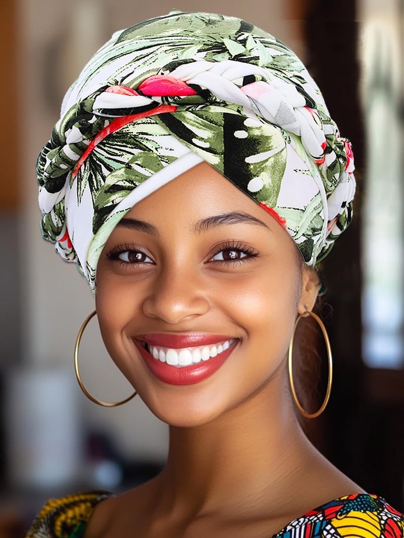 Woeoe Printed Turban,Flower Pretied Hair Turbans for Women - Image 3