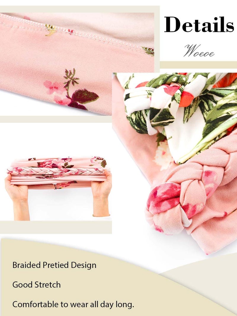 Woeoe Printed Turban,Flower Pretied Hair Turbans for Women - Image 4
