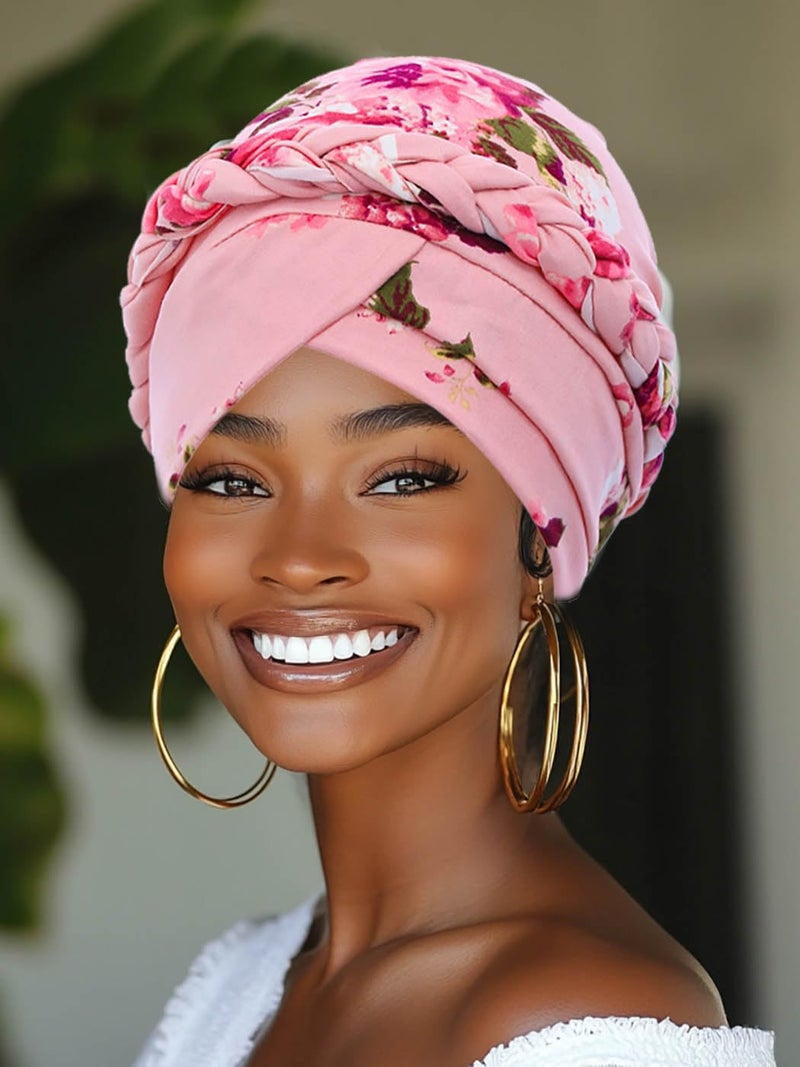 Woeoe Printed Turban,Flower Pretied Hair Turbans for Women - Image 5