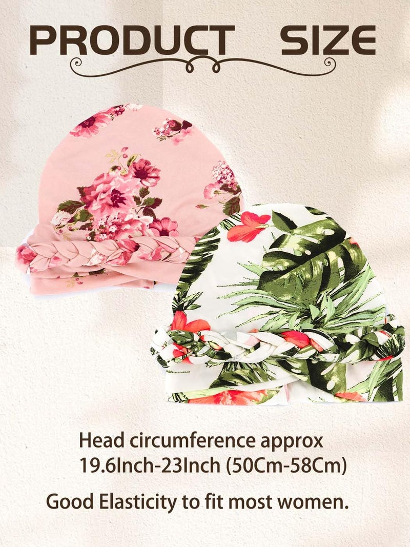 Woeoe Printed Turban,Flower Pretied Hair Turbans for Women - Image 2