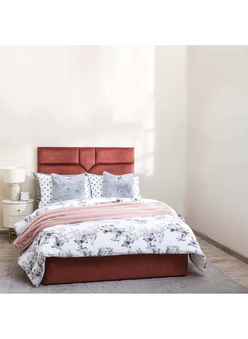 Karnak Estella Premium Upholstered Velvet Bed Frame Bedroom Furniture Strong And Sturdy Modern Design Wooden Bed | Quiet & Comfortable Bed (HC - Wide Single 120x200cm, Pink) - Image 1