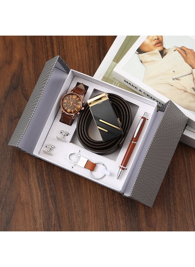 OLUDENIZ Luxury 6-Piece Men’s Gift Set – Watch, Belt, Pen, Cufflinks, Keychain & Elegant Box – Perfect for Business & Formal Occasions - Image 4
