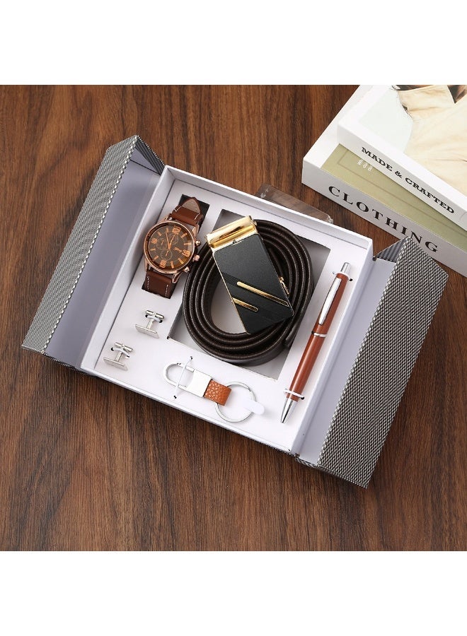 OLUDENIZ Luxury 6-Piece Men’s Gift Set – Watch, Belt, Pen, Cufflinks, Keychain & Elegant Box – Perfect for Business & Formal Occasions - Image 2