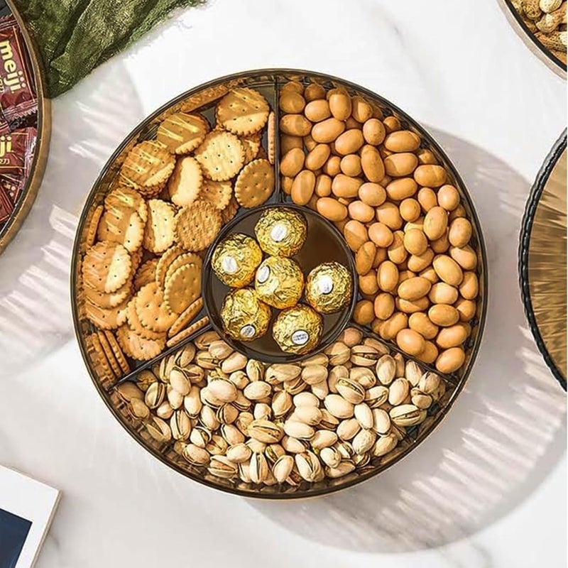 WAMIT 10 Inch Split Serving Tray with Lid - Snack Box Deli Container for Parties, Entertaining, Picnics - Portable Snack Platter Organize Candy, Fruit, Nuts, Snacks (Gold) - Image 2