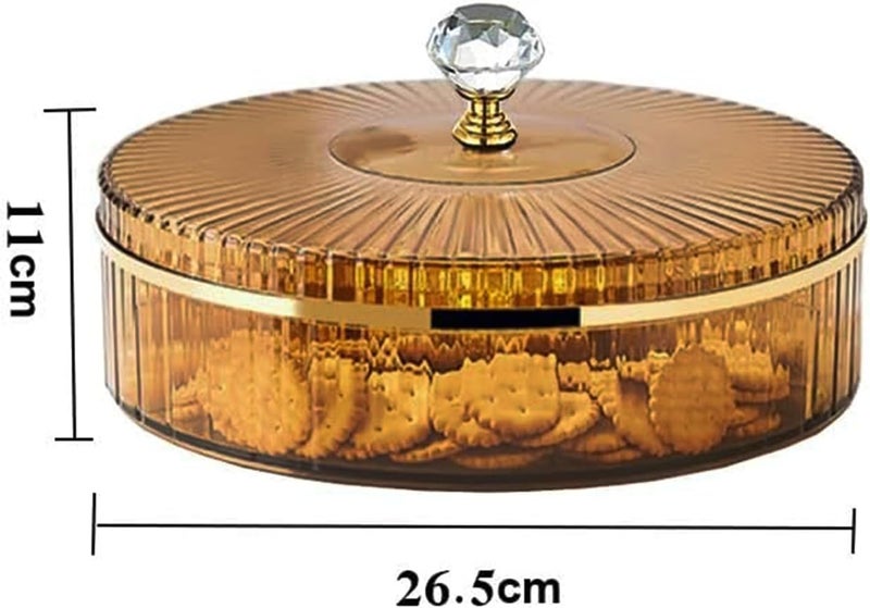 WAMIT 10 Inch Split Serving Tray with Lid - Snack Box Deli Container for Parties, Entertaining, Picnics - Portable Snack Platter Organize Candy, Fruit, Nuts, Snacks (Gold) - Image 3