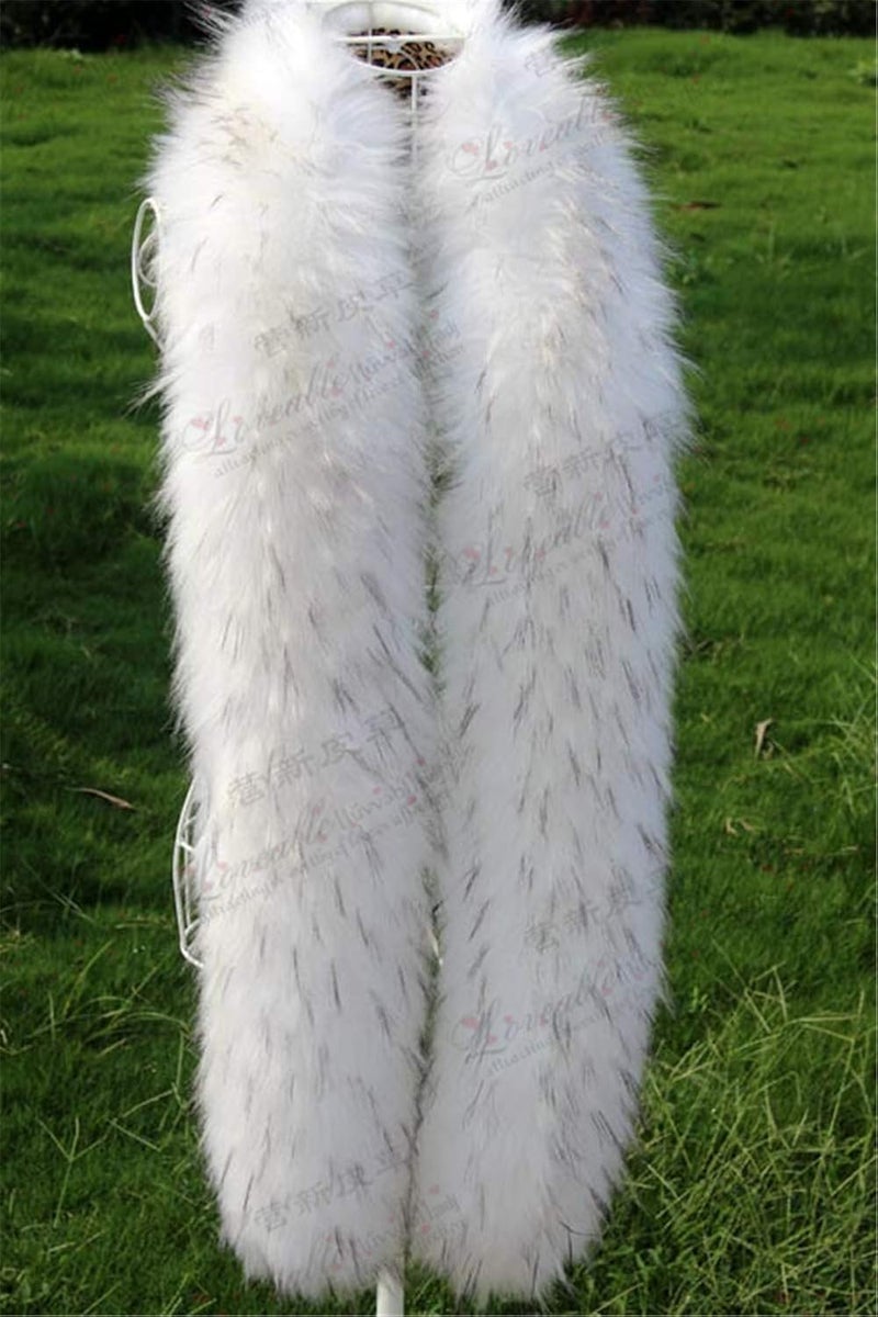 LDFWAY Long Men Women Faux Fur Collar Winter Warm Wrap Stole Scarf Shawl Shrug - Image 3