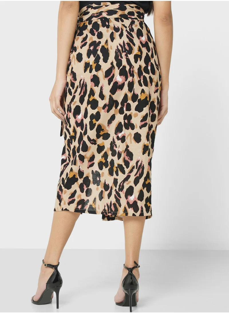 Never fully Dressed Printed Side Slit High Waist Skirt