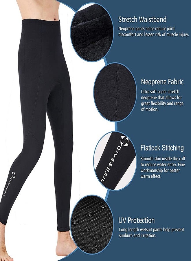 Skyone Wetsuit Pants Women Men Neoprene Long Pants 2MM Diving Swimming Surfing Leggings, 3MM 1.5MM Swim Tights Pant Wetsuits Shorts Warm Sun Protection for Snorkeling Scuba Water Sports (2mm Men, XXL) - Image 3