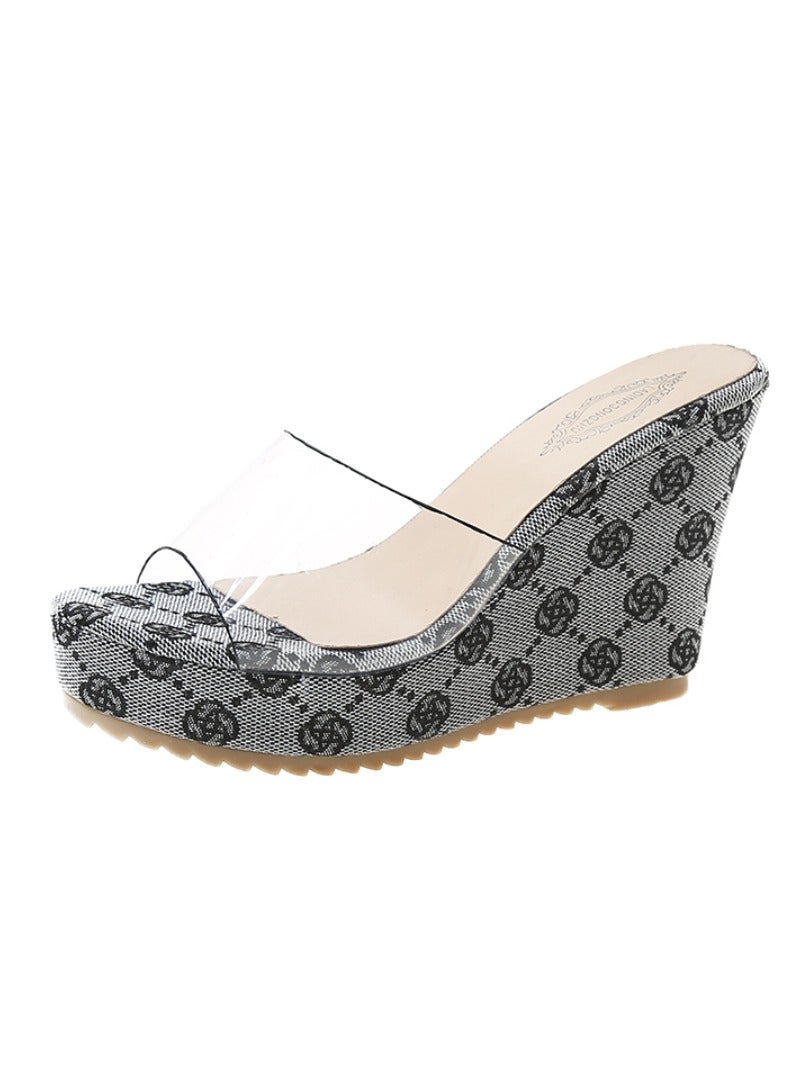 Rup Art Transparent Peep Toe Platform Expose Nail Art Summer Slippers PVC Wedges Slippers Sandals Women Fashion High Heels Female Shoes Rup Art  - Image 1