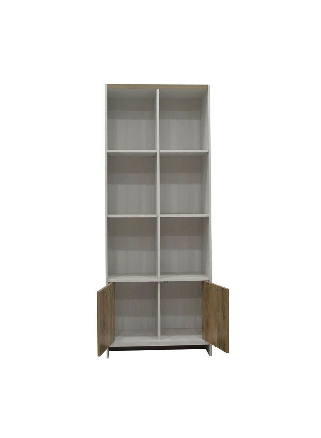 DANUBE HOME Swann 2-Door Book Case With Open Shelves Modern Storage Cabinet Stylish Bookcase For Living Room Bedroom Home office Summer Oak And Pearl White Bookshelf - Image 3