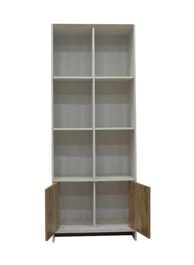 DANUBE HOME Swann 2-Door Book Case With Open Shelves Modern Storage Cabinet Stylish Bookcase For Living Room Bedroom Home office Summer Oak And Pearl White Bookshelf  - Image 1
