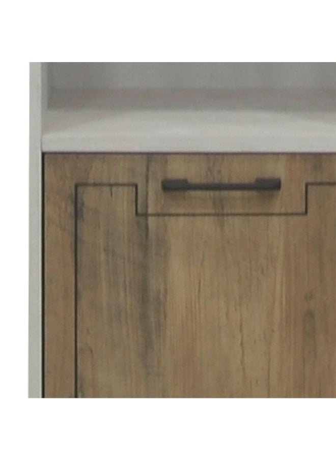 DANUBE HOME Swann 2-Door Book Case With Open Shelves Modern Storage Cabinet Stylish Bookcase For Living Room Bedroom Home office Summer Oak And Pearl White Bookshelf  - Image 2