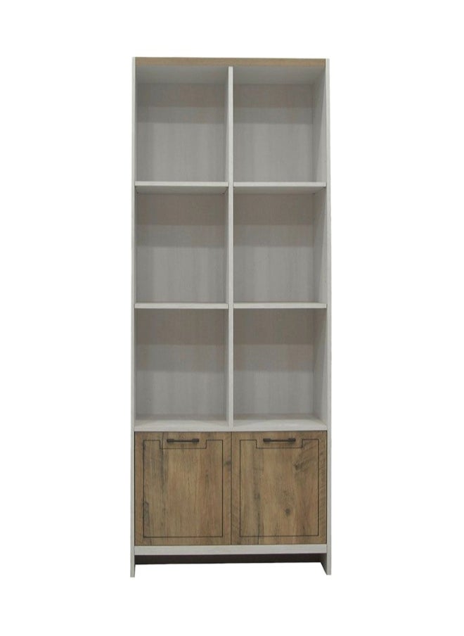 DANUBE HOME Swann 2-Door Book Case With Open Shelves Modern Storage Cabinet Stylish Bookcase For Living Room Bedroom Home office Summer Oak And Pearl White Bookshelf  - Image 5