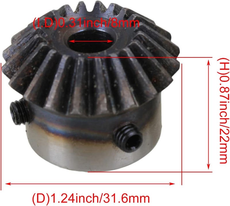 CNBTR 45 Steel 1.5 Modulus Silver 8mm Hole Diameter Tapered Bevel Gear Wheel 20T Pack of 2 - Image 4