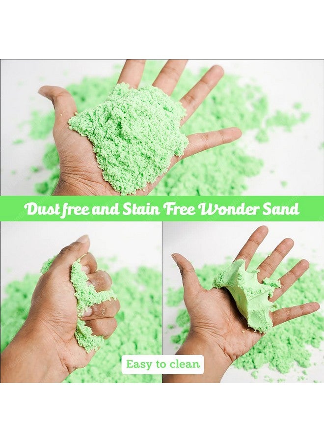 FunBlast Creative Sand for Kids - Natural Kinetic Sand Kit with Moulds for Kids Activity Toys, Soft Sand Clay Toys with Moulds for Kids, Boys, Girls (500 Gm Sand & 6 Pcs Mould) (Green) - Image 3