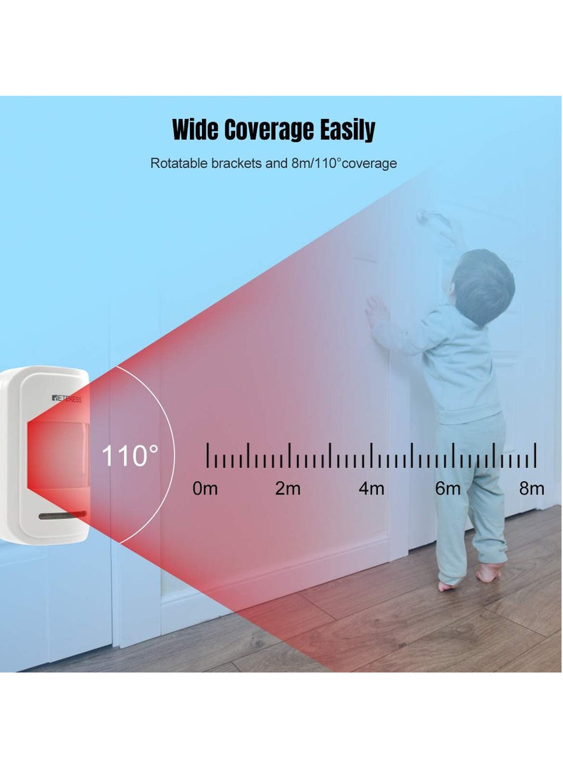 Retekess - Wi-Fi home alarm system, infrared sensor to detect movement for home security. It contains 1 motion detector TH016 + control panel TH011. Up to 23 detectors can be added to the control panel. - Image 1