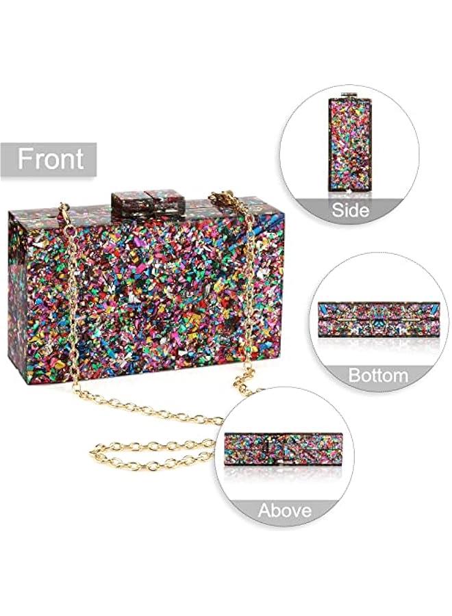Arabest Acrylic Purses and Handbags for Women Multicolor Perspex Geometric Patterns Box Clutch Banquet Evening Crossbody Handbag - Image 2