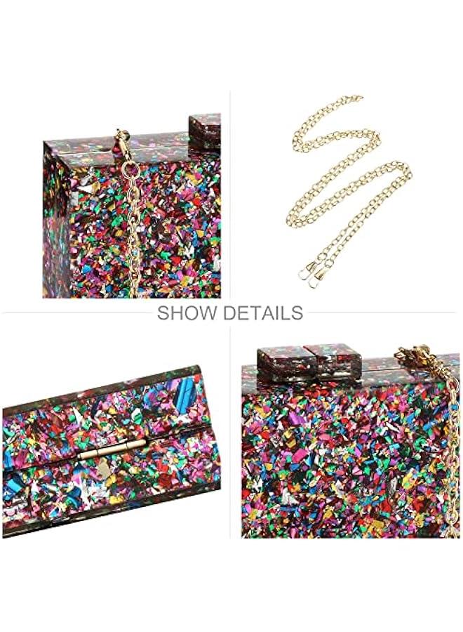 Arabest Acrylic Purses and Handbags for Women Multicolor Perspex Geometric Patterns Box Clutch Banquet Evening Crossbody Handbag - Image 4