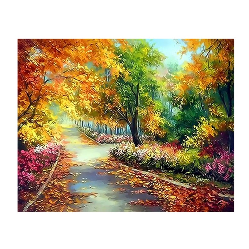 12x16 Inch DIY Oil Painting on Canvas Paint by Number Kit Forest Pattern for Adults Kids Beginner Craft Home Wall Decor Gift - Image 1