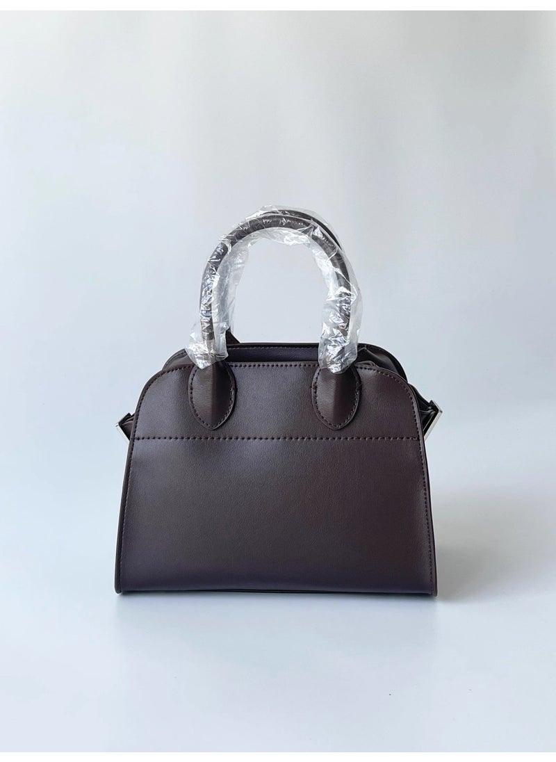 Generic The Row classic Margaux10 tote bag portable shoulder crossbody cowhide handbag tote simple Black plain weave small size 10 