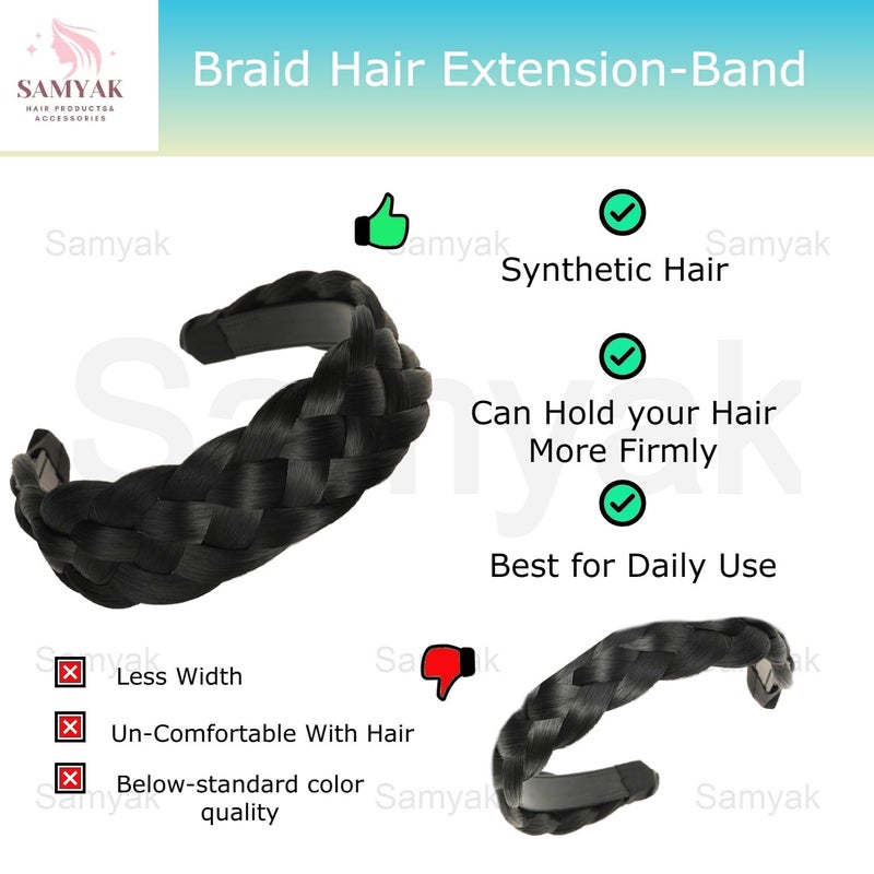 Samyak Synthetic Hair Braided Hair Band 4 Plaited Headband For Women  Girls Fashion Hair Accessory Natural Brown - Image 2