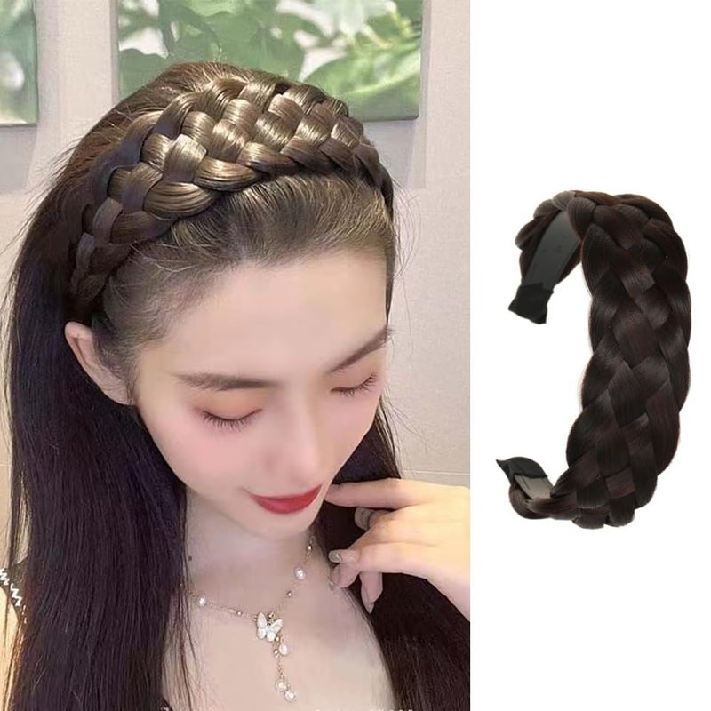 Samyak Synthetic Hair Braided Hair Band 4 Plaited Headband For Women  Girls Fashion Hair Accessory Natural Brown - Image 1