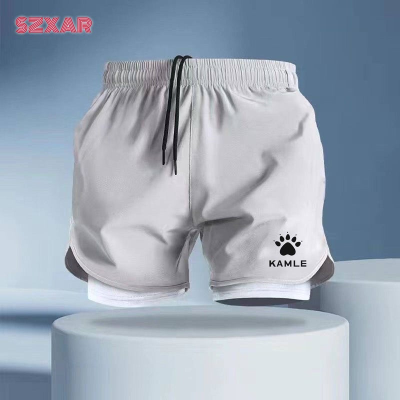New sports students track and field training with lined shorts summer men's and women's running training anti-exposure fitness sports pants - Image 3