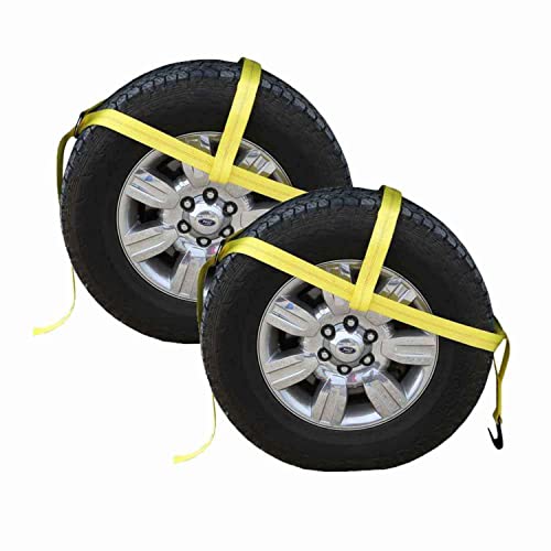 US Cargo Control Adjustable Tow Dolly Strap 2 Inch Top Strap Flat Hook End Great for Tow Dolly Car Hauling 3333 Pound Working Load Limit 2 Pack