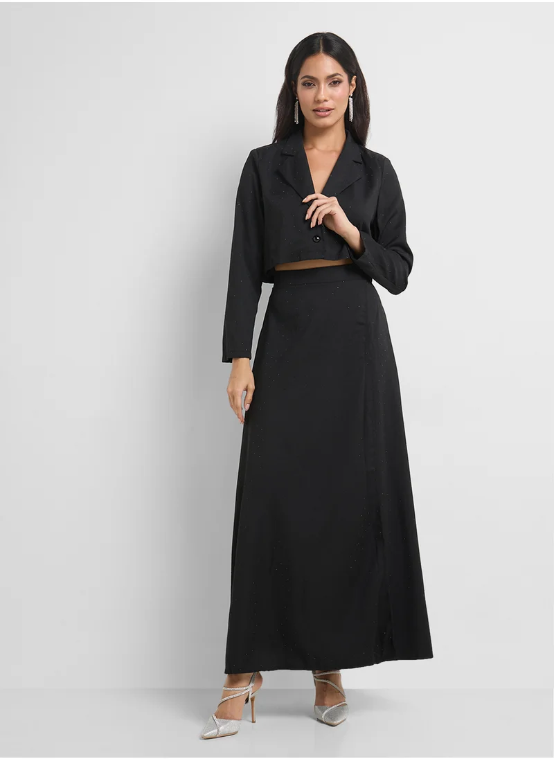 خزانة Cropped Blazer & Skirt Set