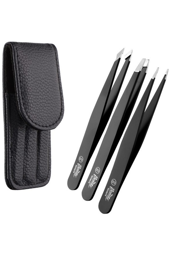 Beaute Secrets Tweezers Set Tweezers For Eyebrows Great Precision Plucker For Facial Hair Splinter And Ingrown Hair Removal Hair Threading(Black) - Image 1