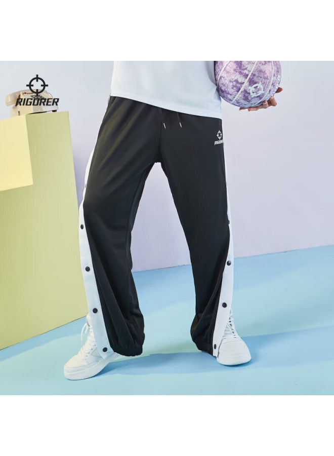 Rigorer Men's Spring Loose Fit Large Size Knit Sports Sweatpants With Button Fly