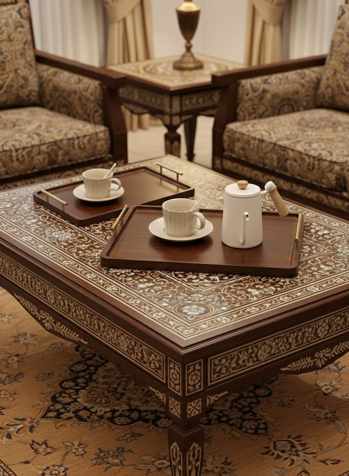 صواني قهوة الخيزران ، صواني الحلوى ، لوحات القهوة ، ديكور المنزل ，طبق عالي الجودة للشاي والفواكه والديكور ، مثالي لغرفة المعيشة ، غرفة النوم ، المكتب ، أو إعطاء الهدايا ، قطعة واحدة - Image 2