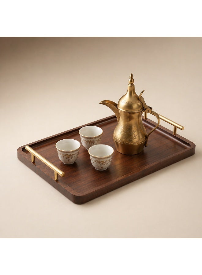 علبة خدمة 1pc مع مقابض ذهبية - للشاي / القهوة / الفواكه ، ديكور المنزل ، حواف غير قابلة للانزلاق ، طبق قوي لغرفة المعيشة / المكتب - Image 1