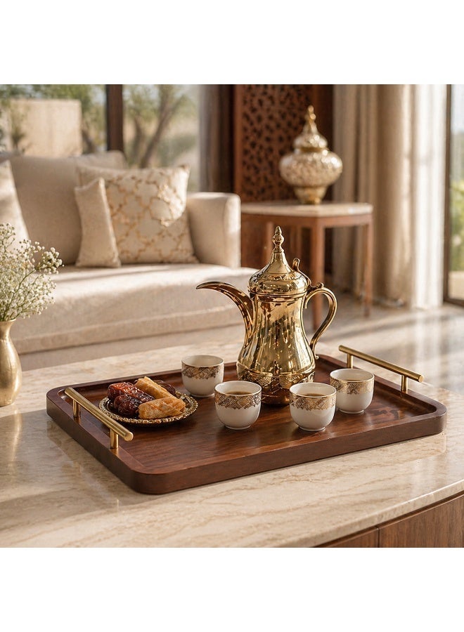علبة خدمة 1pc مع مقابض ذهبية - للشاي / القهوة / الفواكه ، ديكور المنزل ، حواف غير قابلة للانزلاق ، طبق قوي لغرفة المعيشة / المكتب - Image 2