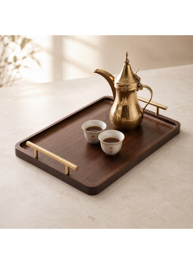 1pc Serving Tray with Gold Handles - for Tea/Coffee/Fruits, Home Decor , Non-Slip Raised Edges, Sturdy Platter for Living Room/Office - Image 2