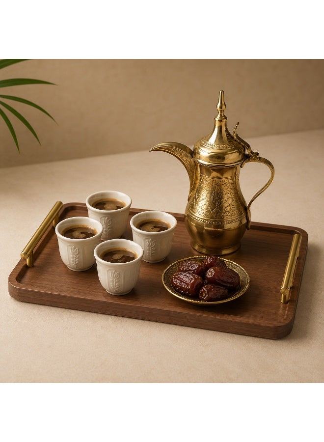 Serving Tray With Gold Handles, 1 Piece,  For Coffee Tea Dates And Countertop Decor - Image 1