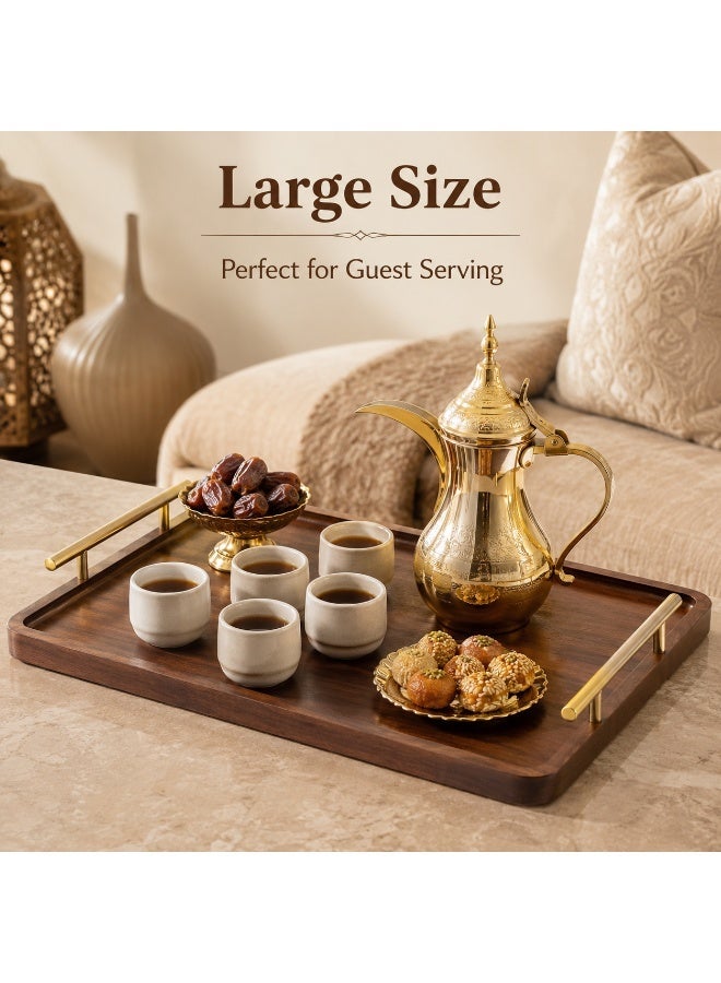 Serving Tray With Gold Handles, 1 Piece,  For Coffee Tea Dates And Countertop Decor - Image 3
