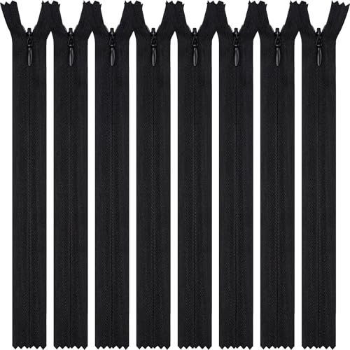 DOITEM 8 10 12 14 16 18 20 22 24 Inch Multicolor Nylon Coil Zippers for Sewing and Crafts Black 12inch - Image 1