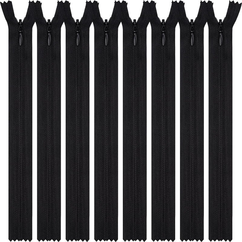 DOITEM 8 10 12 14 16 18 20 22 24 Inch Multicolor Nylon Coil Zippers for Sewing and Crafts Black 12inch - Image 3