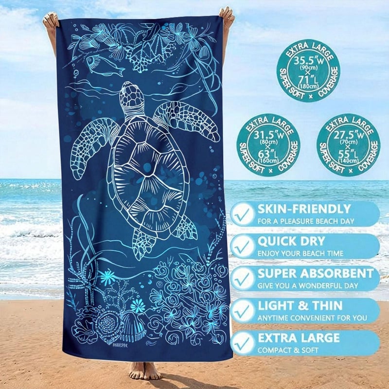 Quick-Dry Microfiber Beach Towel 59.06 Inch x 78.74 Inch for Men Women Travel and Outdoor Sports - Image 2