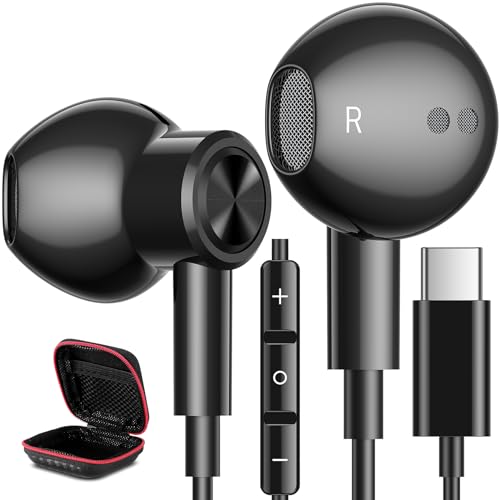 iMangoo USB C Headphones Type C Earphones for Samsung Galaxy S25 Ultra S24 Plus S23 S22 S21 S20 HiFi DAC Magnetic Wired Earbuds Microphone for iPhone 15 16 16e 17 Air for Apple Android Pixel 10 Black - Image 1