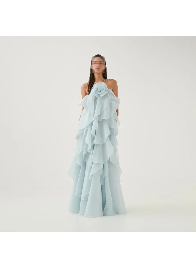 Madam Uniq French Vacation Style Beach Ruffle Hem Sleeveless Strappy Dress - Solid Color Summer Maxi Dress